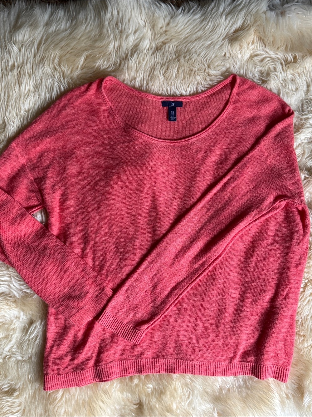 Gap Coral XL Lightweight Slub Knit Sweater
